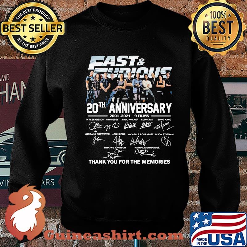 Fast And Furious 20th Anniversary 2001 2021 Thank You For The Memories Signuature Shirt Sweater