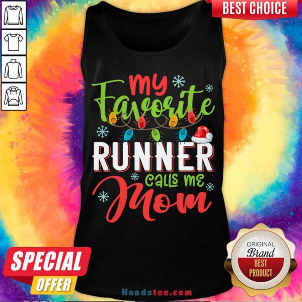 Good My Favorite Runner Calls Me Mom Xmas Light Christmas Gift Shirt - Image 3