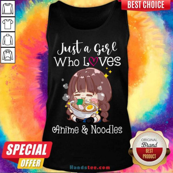 Good Womens Just A Girl Who Loves Anime Noodles Kawaii Womens Girl Shirt - Image 3