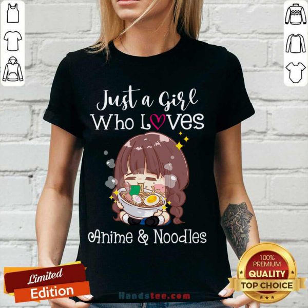 Good Womens Just A Girl Who Loves Anime Noodles Kawaii Womens Girl Shirt - Image 2