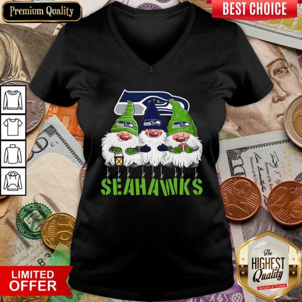 Happy Gnomies Seattle Seahawks Christmas Shirt - Image 3