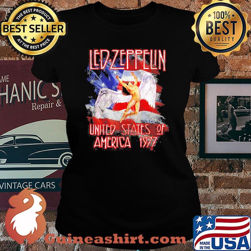 Led Zeppelin United States Of America 1977 American Flag Shirt Laides tee