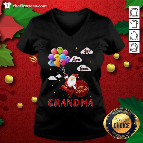Lovely Santa Claus Merry Christmas Grandma Live Love Spoil Shirt - Image 3