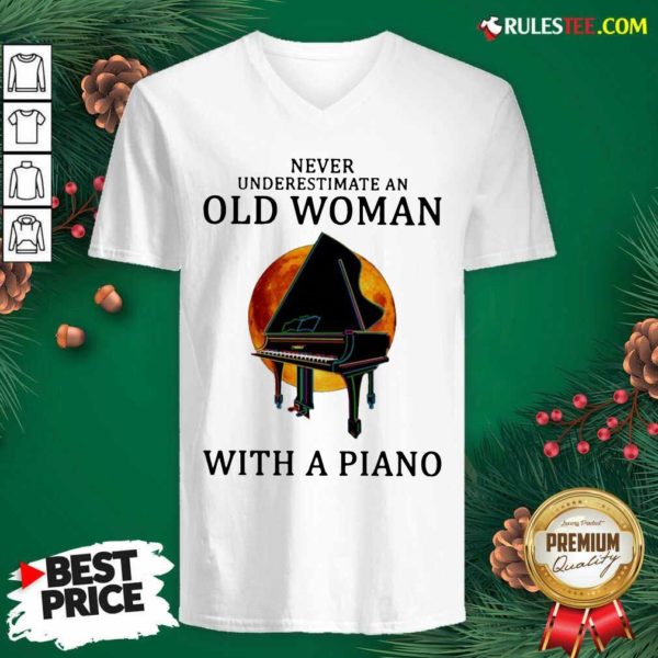 Original Never Underestimate An Old Woman With A Piano Shirt - Image 3