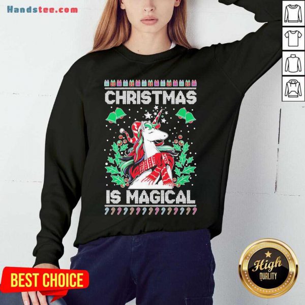 Pretty Unicorn Christmas Is Magical Ugly Christmas Shirt - Image 3