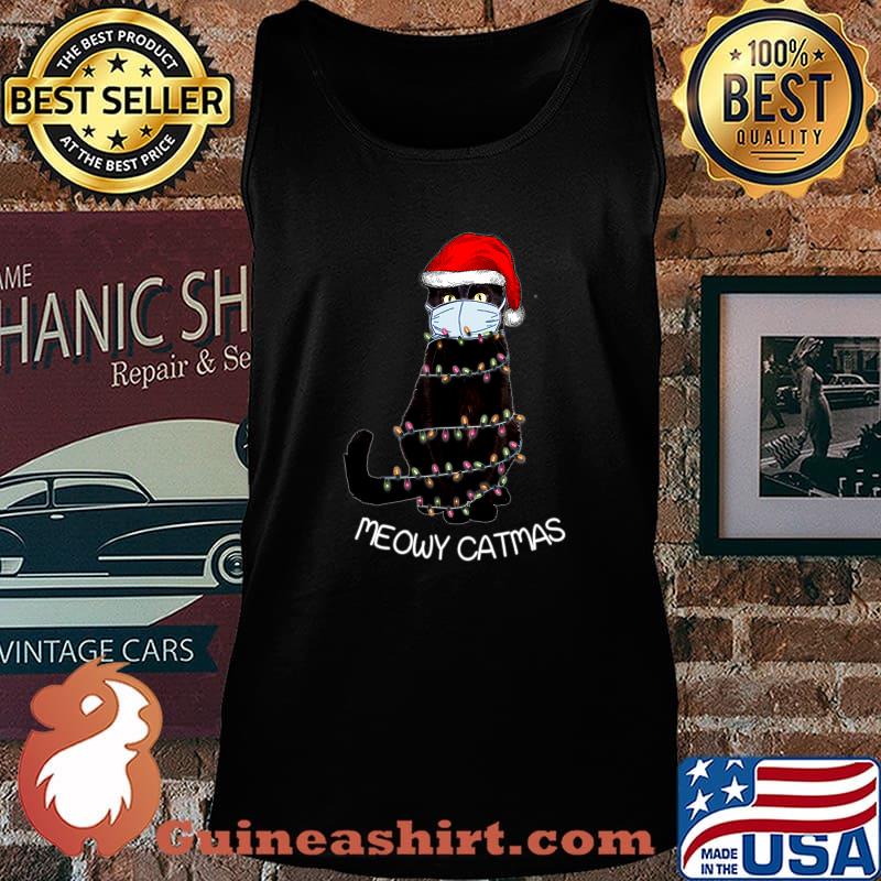Santa Black Cat Mask Meowy Catmas Christmas Quarantine Shirt Tank top