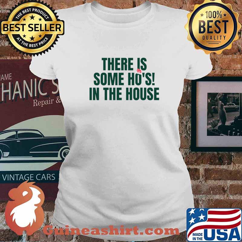 There Is Some Ho’s In The House Hat Santa Christmas Shirt Ladies tee