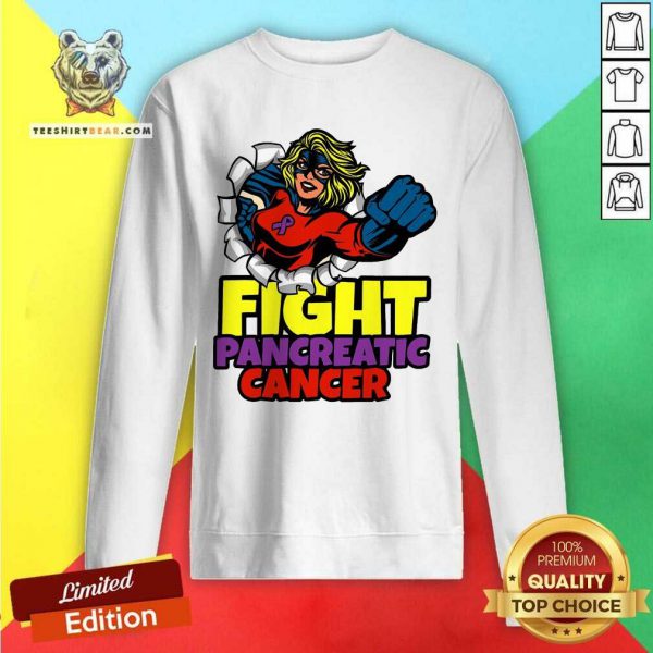 Top Fight Pancreatic Cancer Purple Ribbon Women Girls Shirt - Image 4