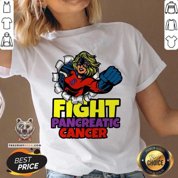 Top Fight Pancreatic Cancer Purple Ribbon Women Girls Shirt - Image 2