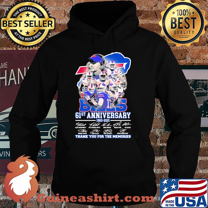 Bills 61st Anniversary 1960 2021 Thank You For The Memories Signature Team Football Shirt Hoodie