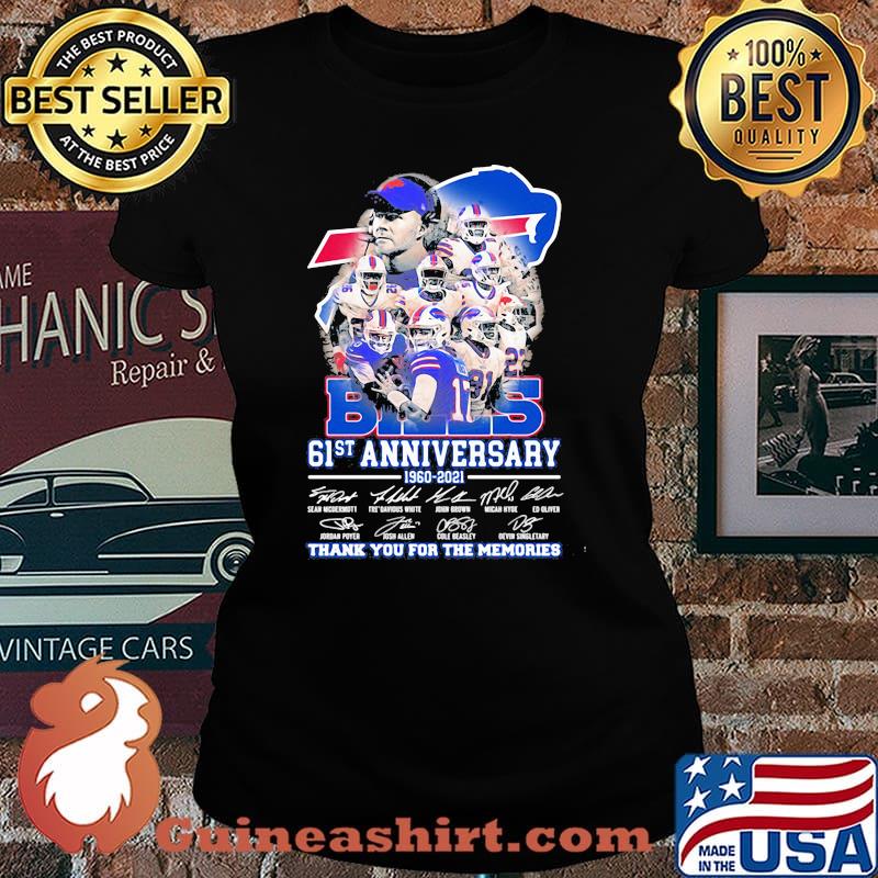 Bills 61st Anniversary 1960 2021 Thank You For The Memories Signature Team Football Shirt Laides tee