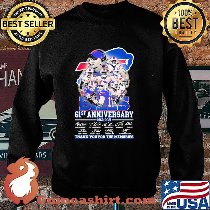 Bills 61st Anniversary 1960 2021 Thank You For The Memories Signature Team Football Shirt Sweater