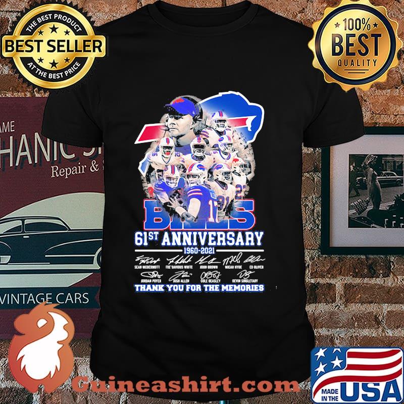 Bills 61st Anniversary 1960 2021 Thank You For The Memories Signature Team Football Shirt