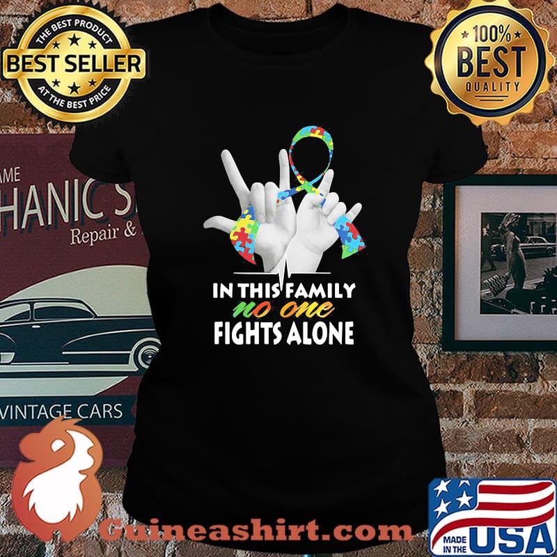 In This Family Nno One Fights Alone Autism Shirt Laides tee