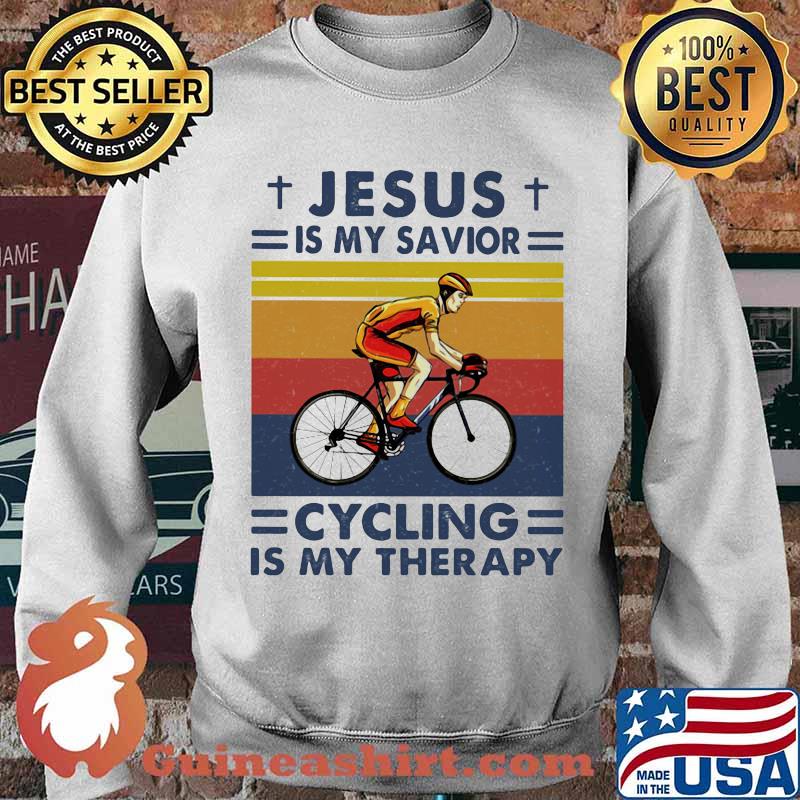 Jesus Is My Savior Cycling Is My Therapy Vintage Shirt Sweater