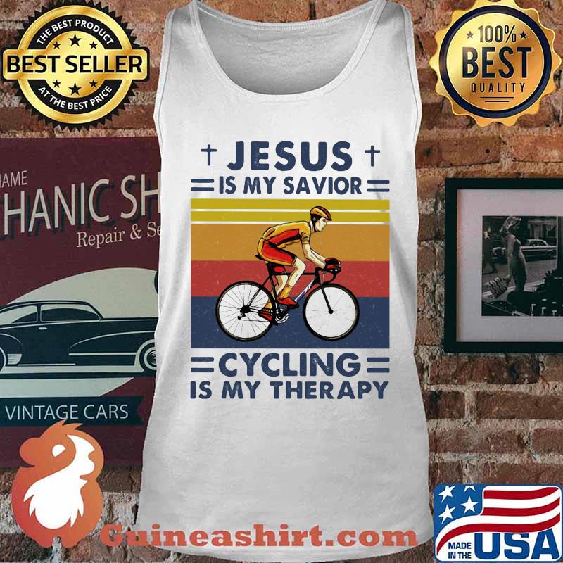 Jesus Is My Savior Cycling Is My Therapy Vintage Shirt Tank top