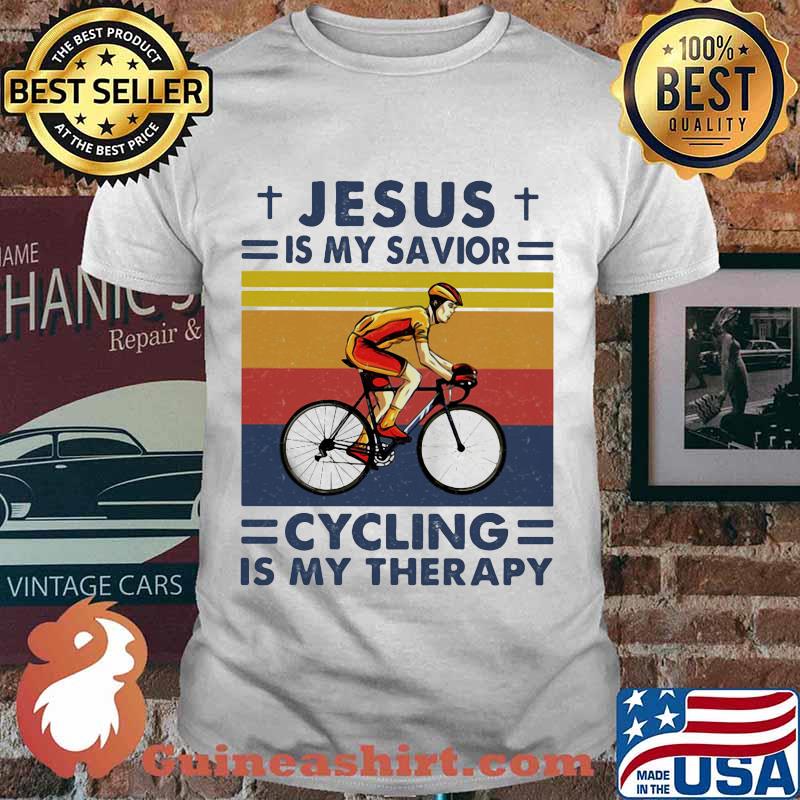 Jesus Is My Savior Cycling Is My Therapy Vintage Shirt