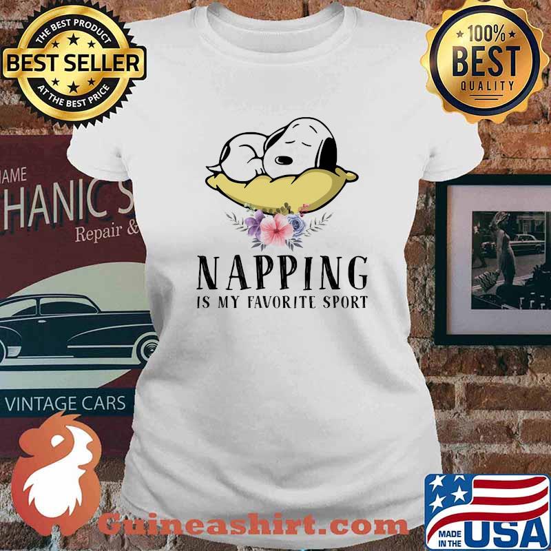 Napping Is My Favorite Sport Snoopy Sleep Flower Shirt Ladies tee