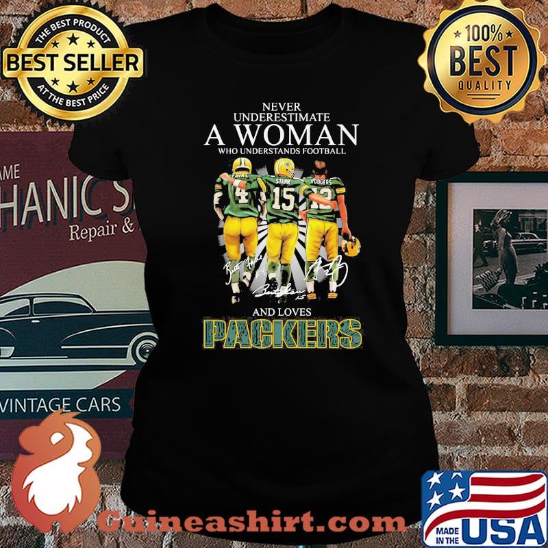 Never Underestimate A Woman Who Understand Football And Loves Packers Signature Shirt Laides tee