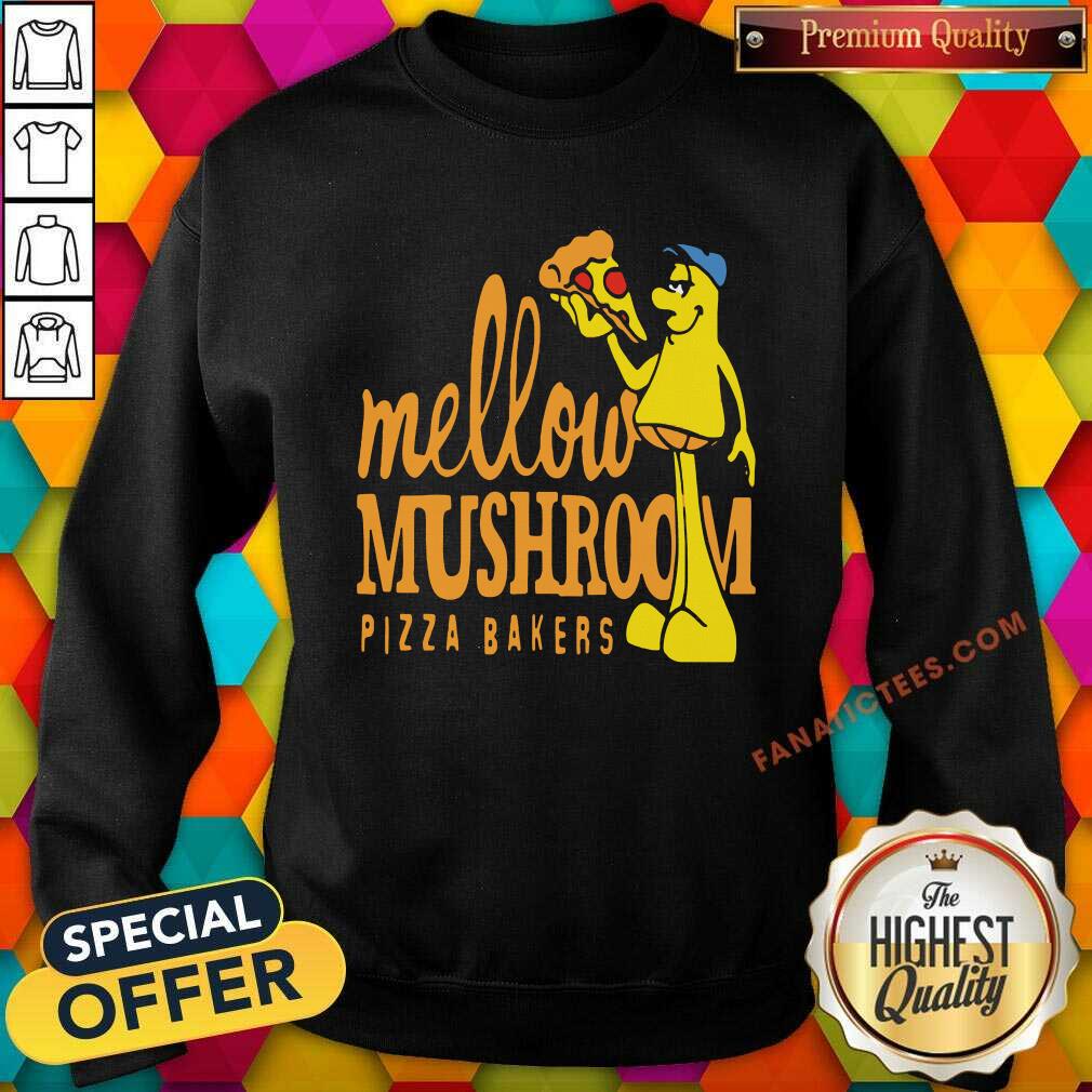 Official Mellow Climbing Merchandise Mushroom Pizza Bakers Shirt - Image 2