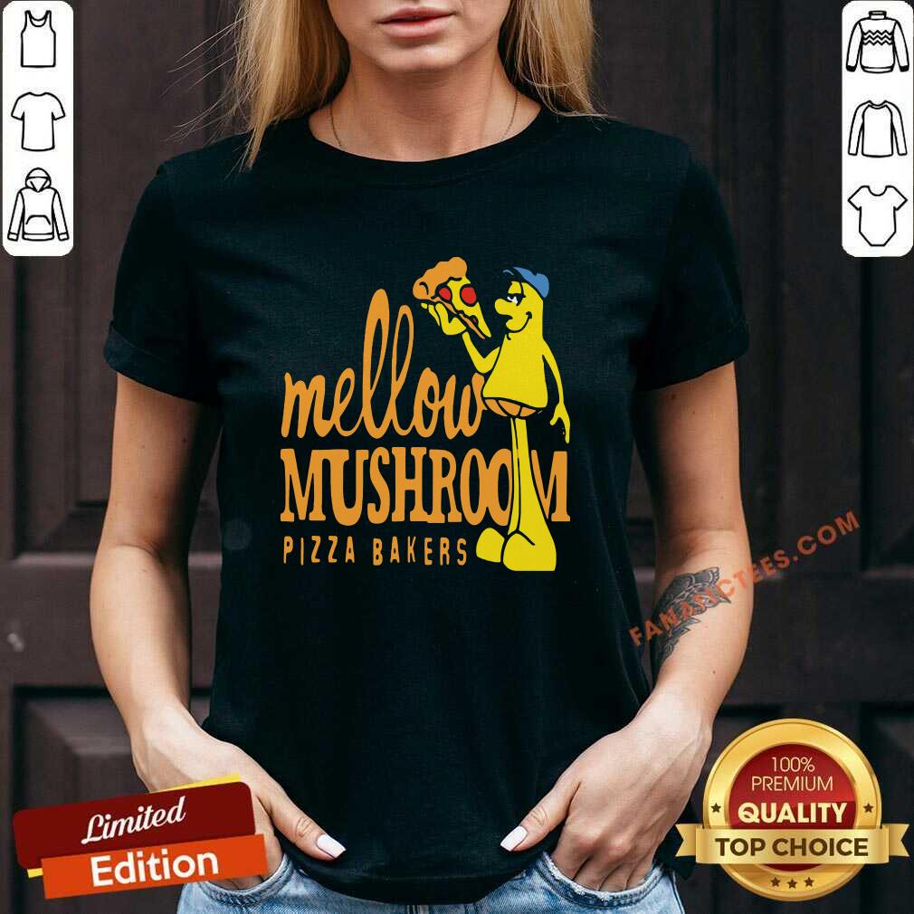 Official Mellow Climbing Merchandise Mushroom Pizza Bakers Shirt - Image 4