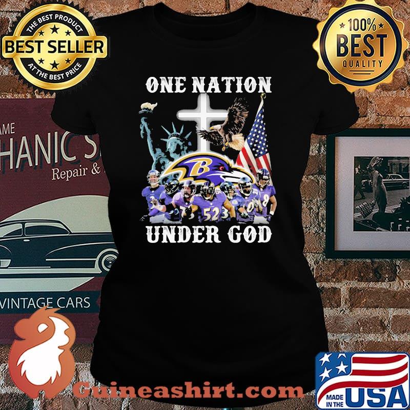 One Nation Under God Baltimore Ravens American Flag Shirt Laides tee