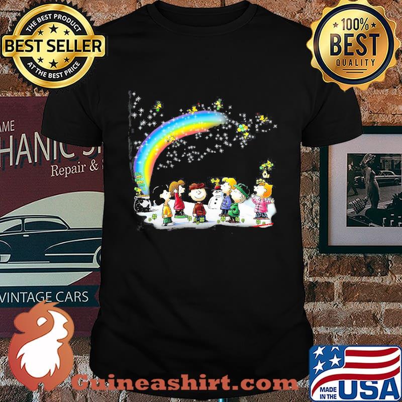 Snoopy Woodstock And Friends Snowman Rainbow Shirt