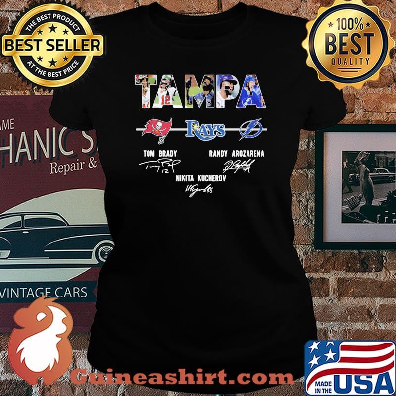 Tampa Rays Tom Brady And Randy Arozarena Nikita Kucherov Signature Shirt Laides tee