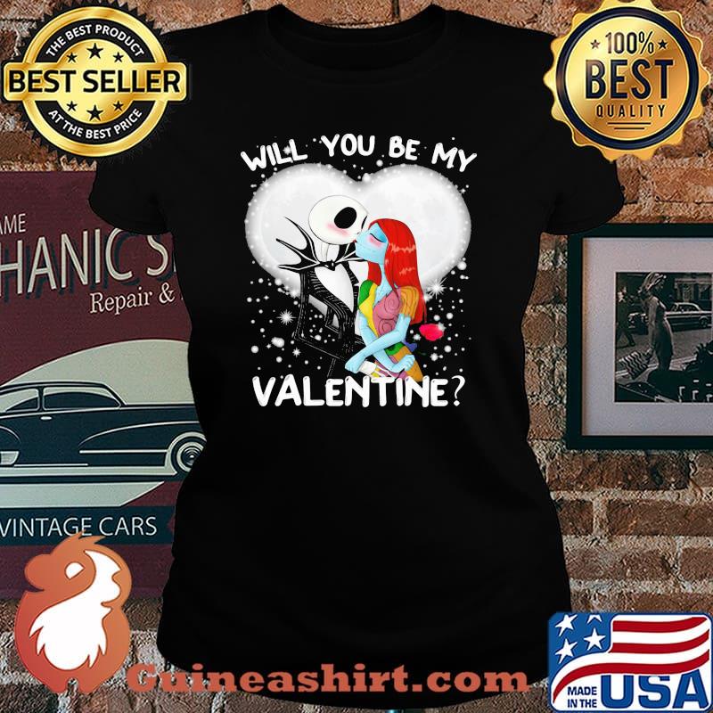 Will You Be My Valentine Jack Skellington Xmas Shirt Laides tee