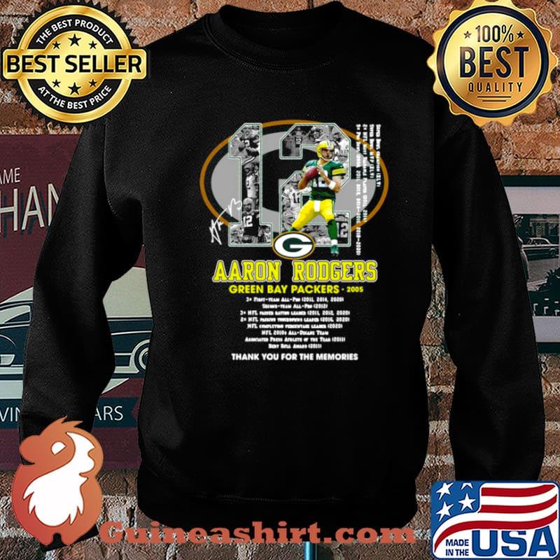 12 Aaron Rodgers Green Bay Packers 2005 thank you for the memories signatures s Sweater
