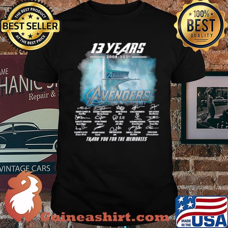 13 Years 2008 2021 Of The Avengers Signatures Thanks For The Memories shirt