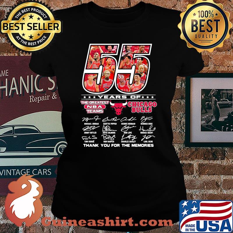 55 Years Of The Greatest Team Chicago Bulls Thank You For The Memories Signature Shirt Laides tee