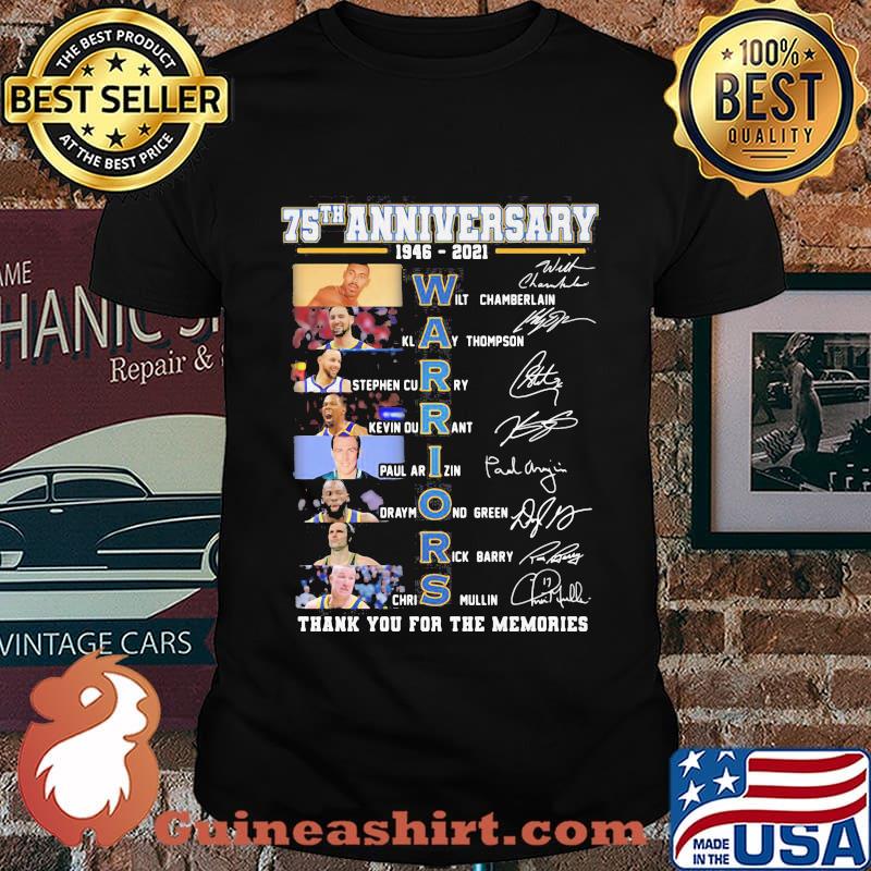 75th Anniversary 1946 2021 Warriors Thank You For The Memories Signature Shirt