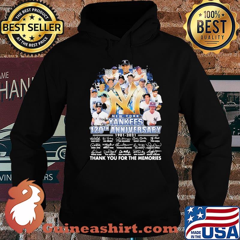 The new york yankees 120th anniversary 1901 2021 thank you for the memories  signatures shirt, hoodie, sweater, long sleeve and tank top