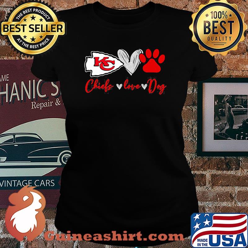 Chiefs Love Dogs Heart Red Football Shirt Laides tee
