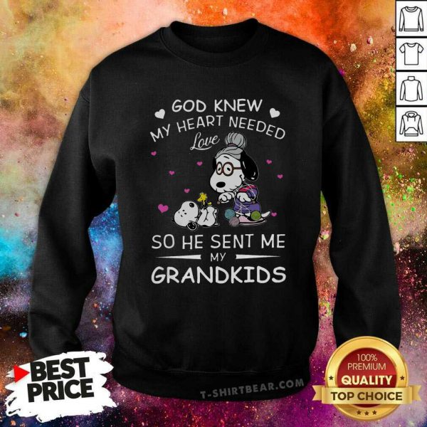 Confident Snoopy And Woodstock God Sent Me My Grandkids 2021 Shirt - Image 2