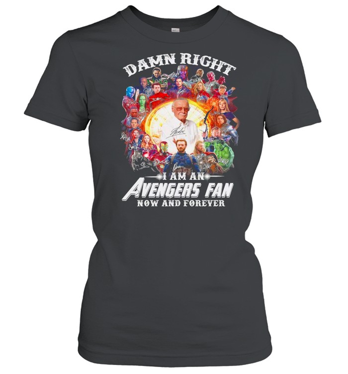 Damn Right Im An Avengers Fan Now And Forever Signatures 2021 shirt - Image 2
