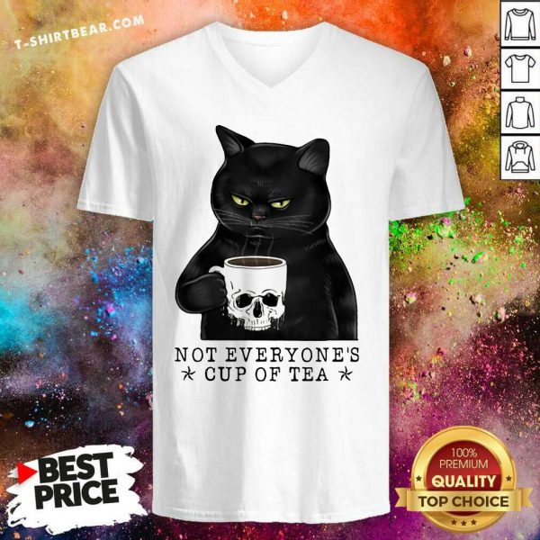 Envious Not Everyones Cup Of Tea 1 Cat Skull Cup Shirt - Image 2