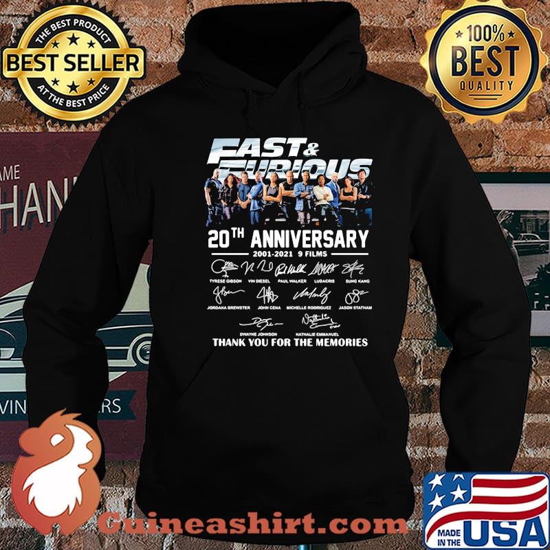 Fast And Furious 20 Years 2001 2021 Nice Films Signature Thank You For The Memories Shirt
