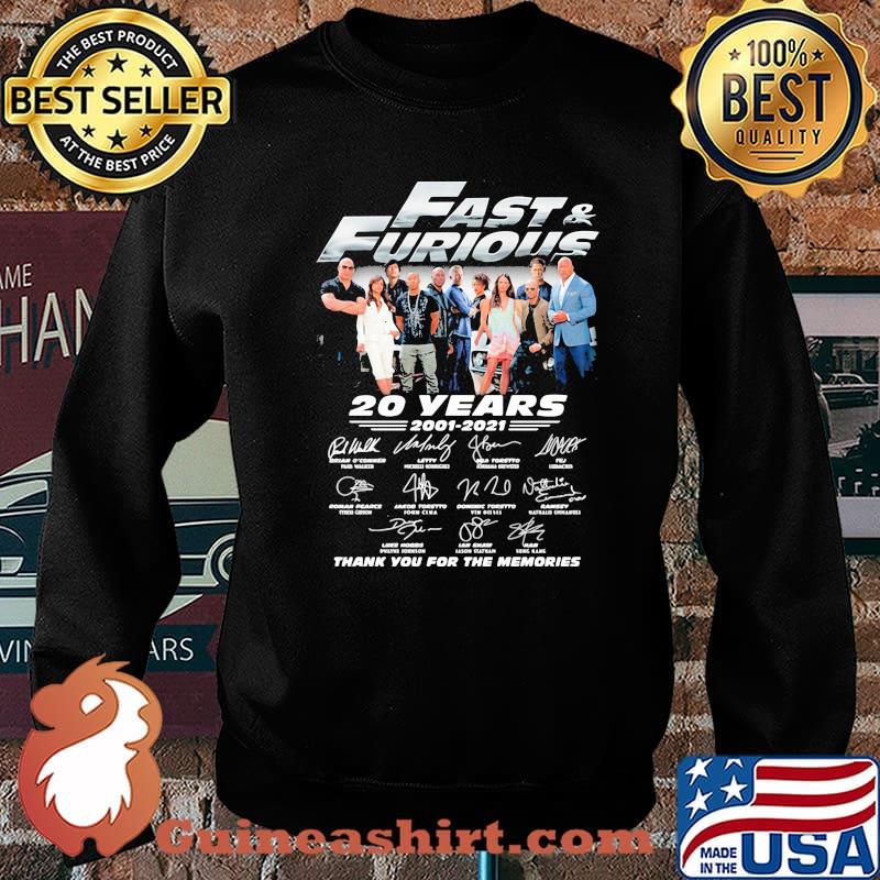 Fast And Furious 20 Years 2001 2021 Signature Thank You For The Memories Shirt Sweater