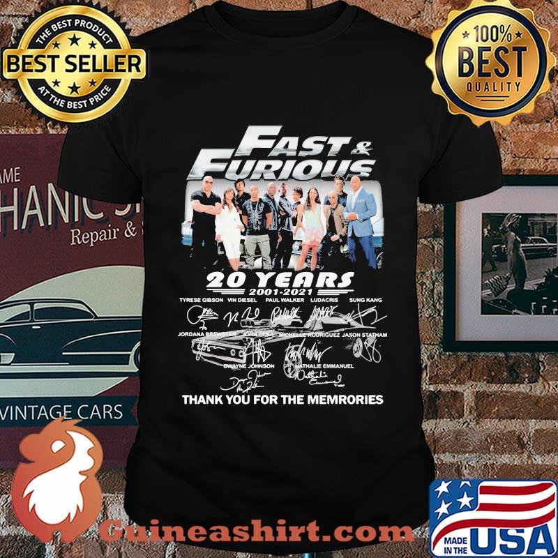 Fast And Furious 20 Years 2001 2021 Thank You For The Memories Signature Shirt