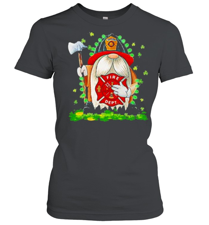 Firefighter gnome patricks day shamrock shirt - Image 2