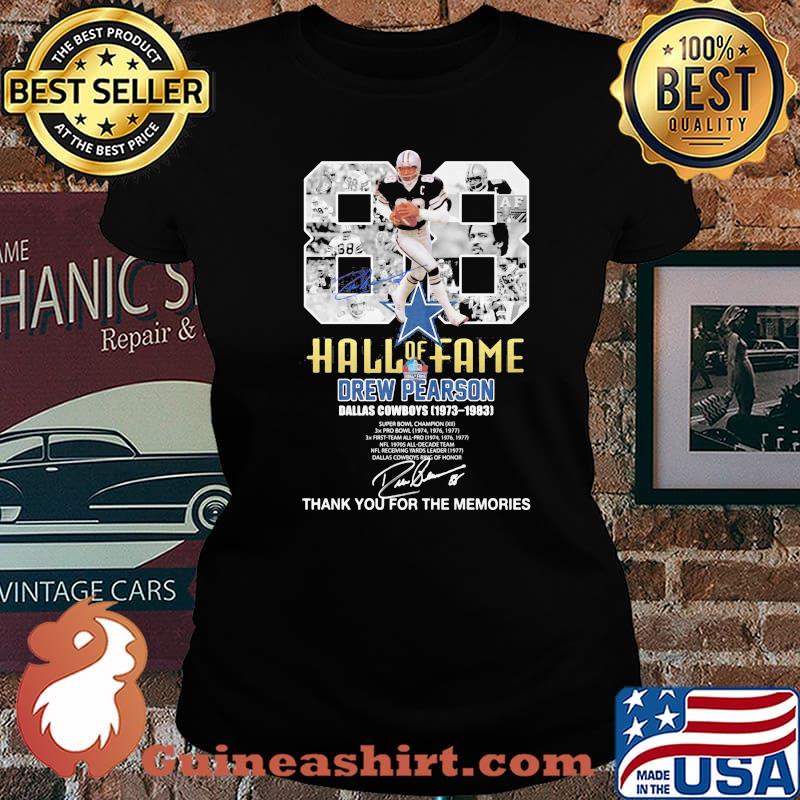 Halll Of Fame Drew Pearson Dallas Cowboys 1973 - 1983 Thank You For The Memories Laides tee
