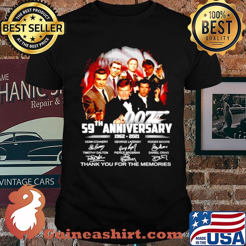 James Bond 007 59th Anniversary 1962 2021 signature thank you for the memories shirt