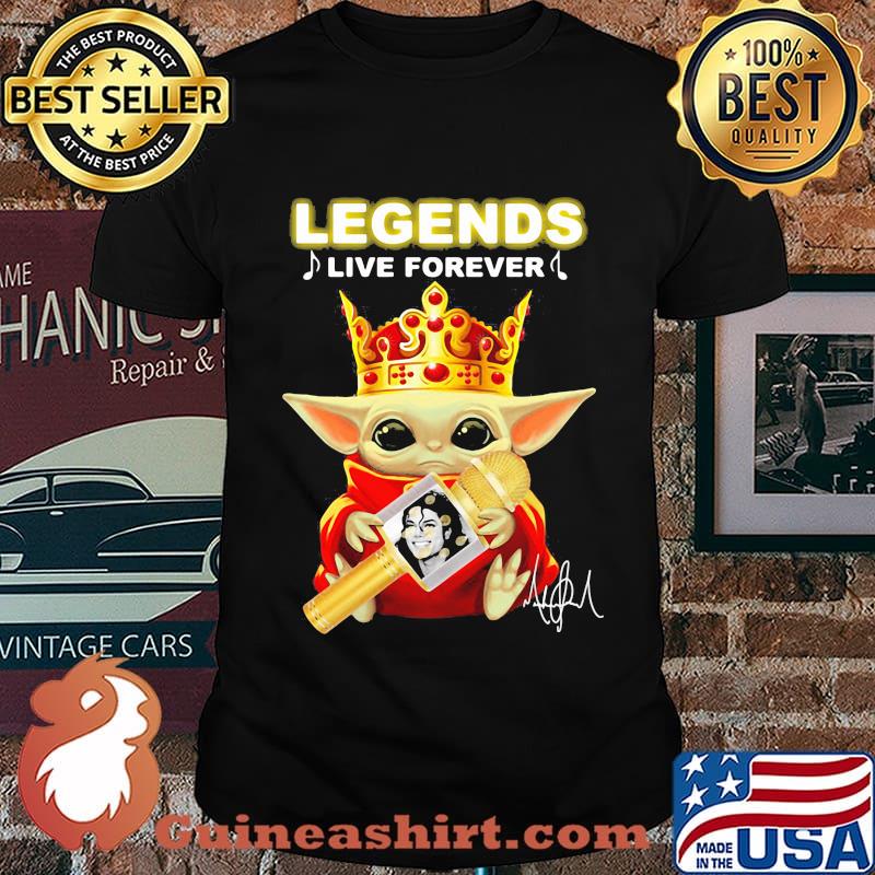 Legends Live Forerver Jackson Men Baby Yoda Queen Shirt