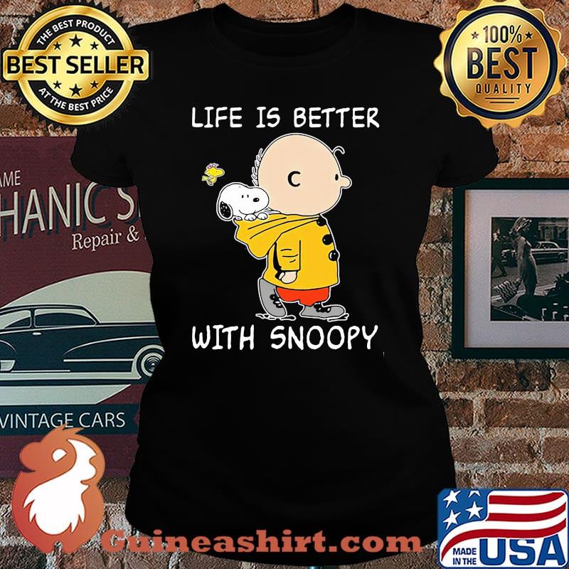 Life Is Better With Snoopy Charlie Woodstock Shirt Laides tee