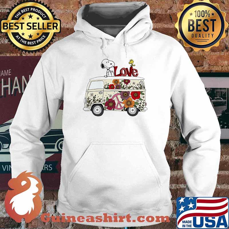 Love Bus Flowers Snoopy And Woodstock Shirt Hoodie