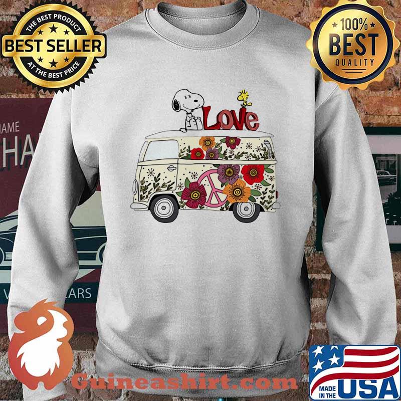 Love Bus Flowers Snoopy And Woodstock Shirt Sweater