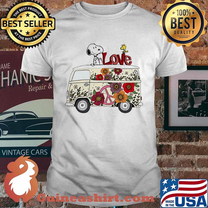 Love Bus Flowers Snoopy And Woodstock Shirt