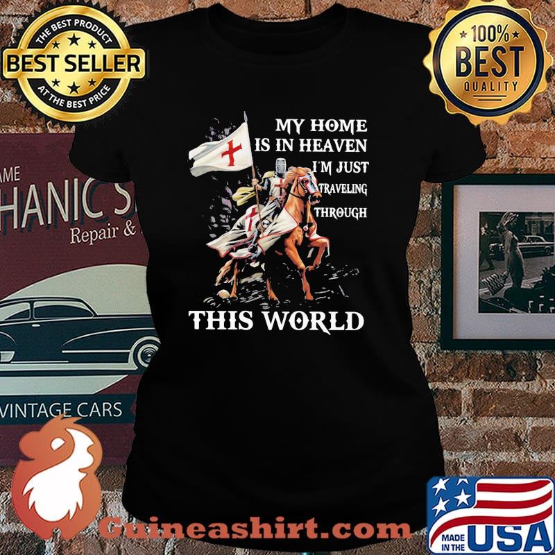 My Home Is In Heaven I’m Just Traveling Through This World Horse Flag Shirt Laides tee